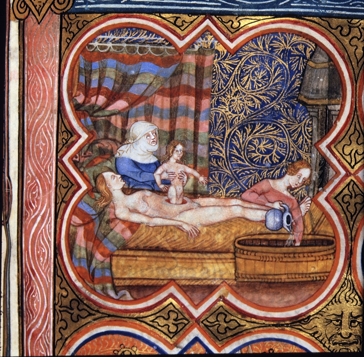 Royal 16 G VII fol.219 Julius Caesarin syntymä (101-44 eKr.) (vellum) tekijältä French School