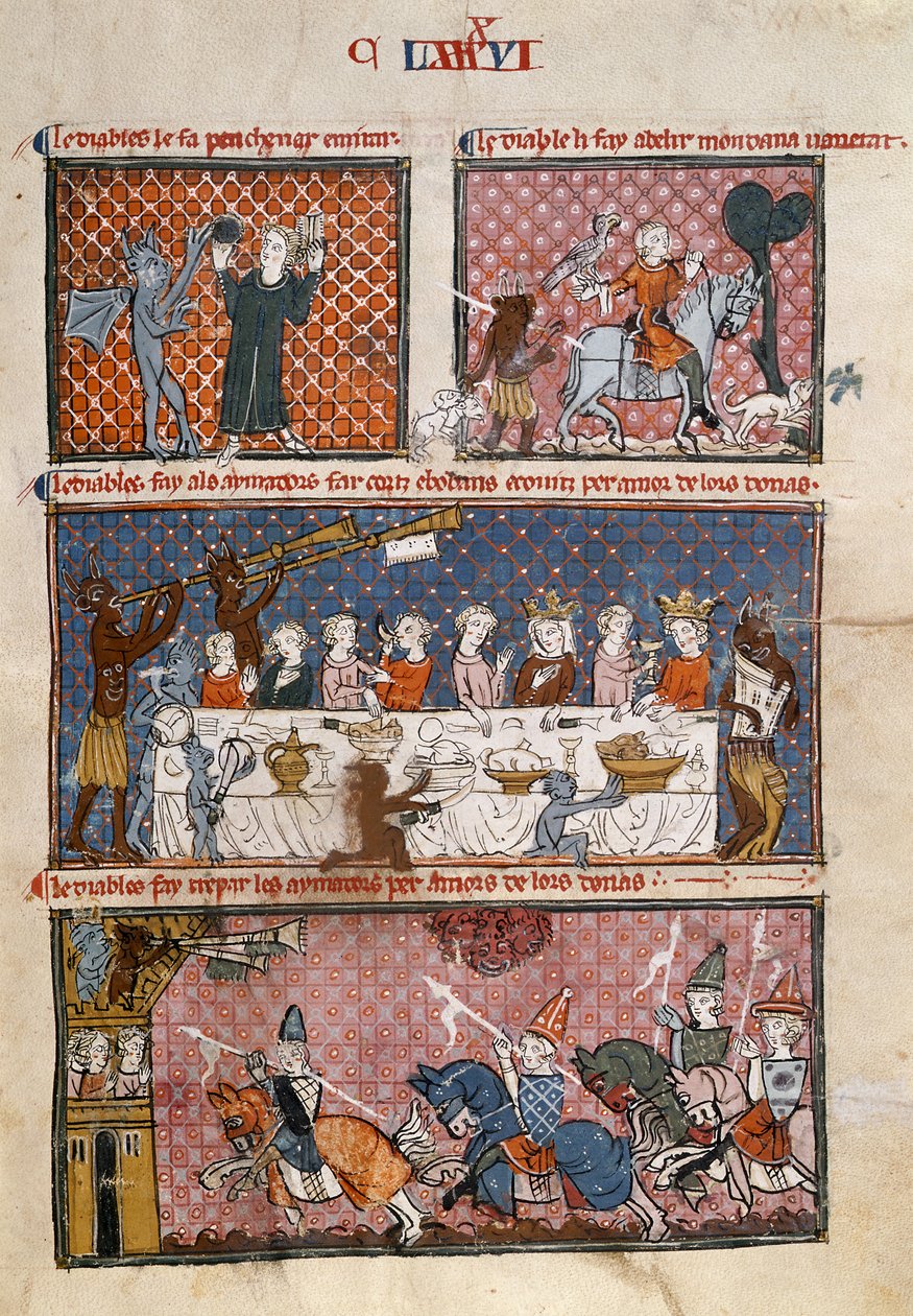 Royal 19 C. I fol. 204 Diabolic temptations, Le Breviari d