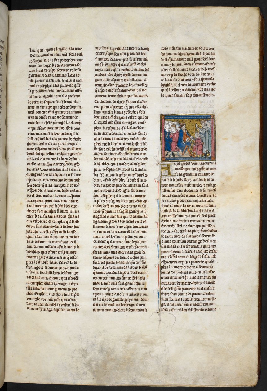 Royal MS 14 E. III, f.19r, kuvitus teoksesta "Estoire del Saint Graal, La Queste del Saint Graal, Morte Artu", noin 1315-25 (pergamentti). tekijältä French School