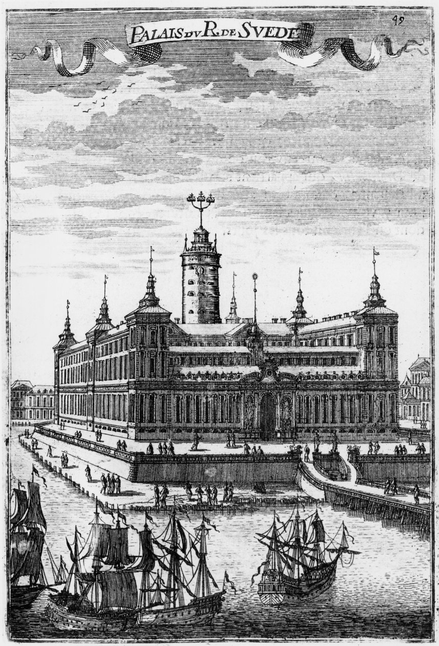 Tukholman kuninkaallinen palatsi, kuvitus Allain Manesson Malletin (1630-1706) julkaisusta Description de lUnivers, julkaistu Pariisissa, 1683 tekijältä French School