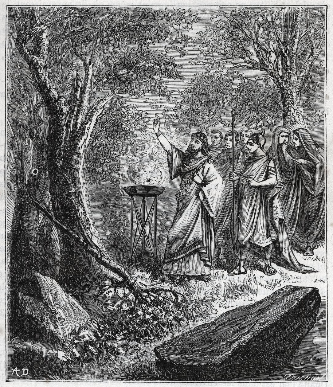 STRUFERTARI (juhla muinaisessa Roomassa räjäytyneiden puiden puhdistamiseksi) - Kaiverrus "" Tieteet tuotu kaikkien ulottuville - suosittu fysiikka ja kemia" Alexis Clerc - 1800-luvun loppu. Yksityinen kokoelma. tekijältä French School