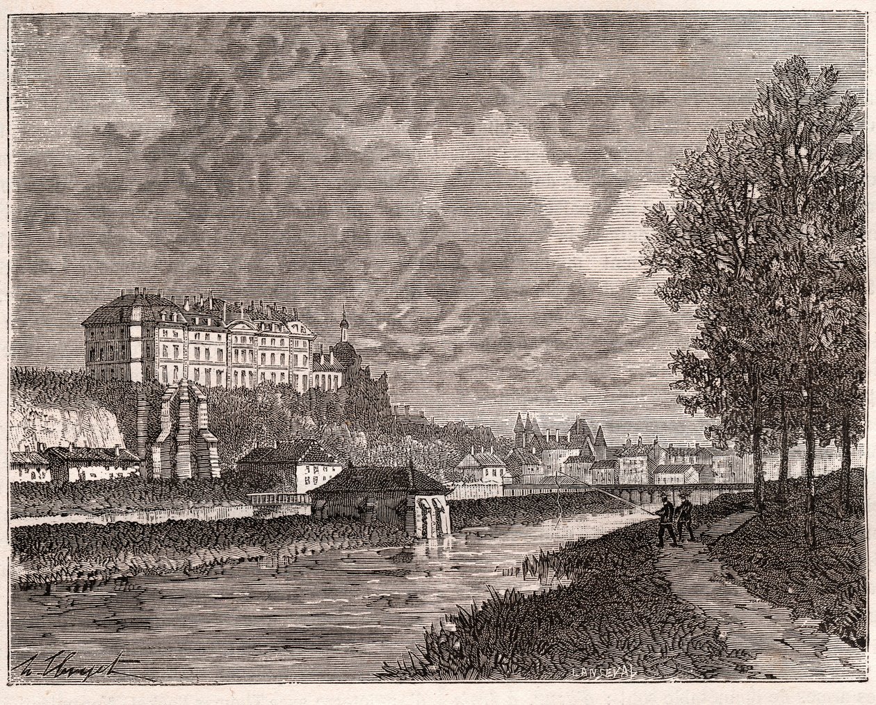 Sable-sur-Sarthe (Sable sur Sarthe) - kaiverrus "La France illustree: maantiede, historia, tilastohallinto" V.A. Maltaanruskea. 1884 tekijältä French School