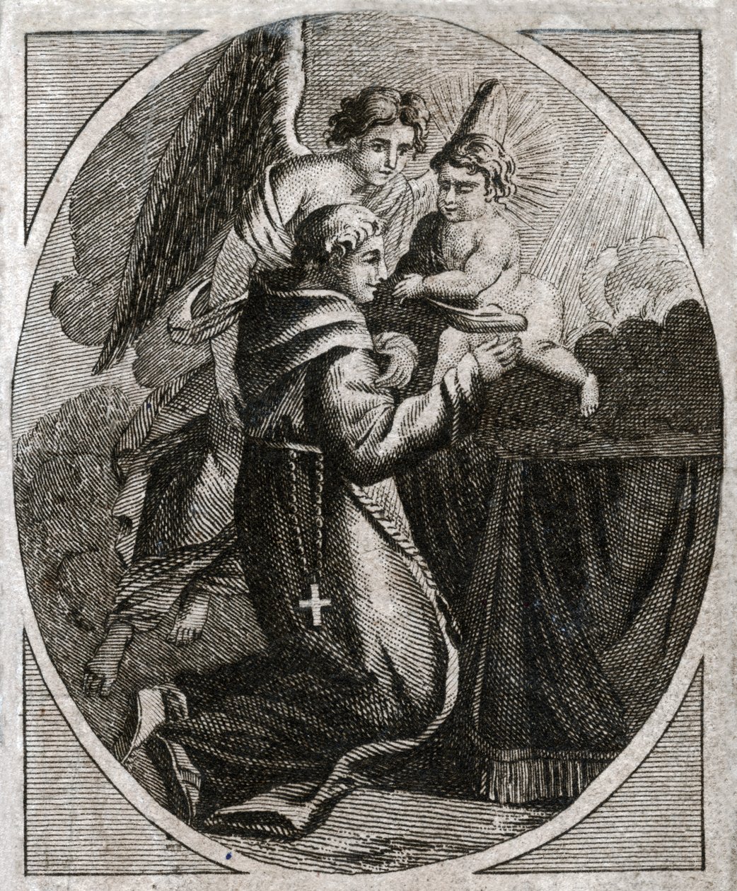 Pyhä Antonius Padovan. (kaiverrus 1800-luvun alussa) tekijältä French School