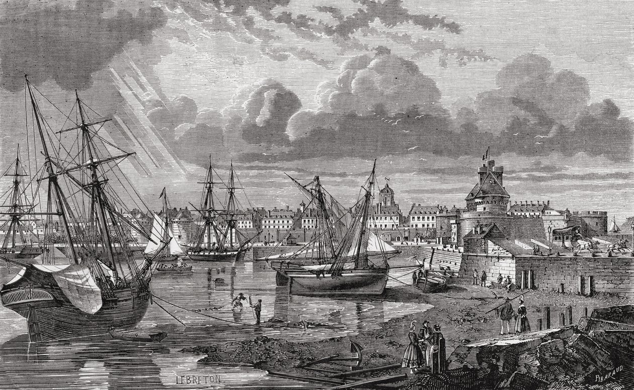 Saint Malo 1700-luvulla Louis Blancin (1811-82) "Histoire de la Revolution Francaisesta" tekijältä French School
