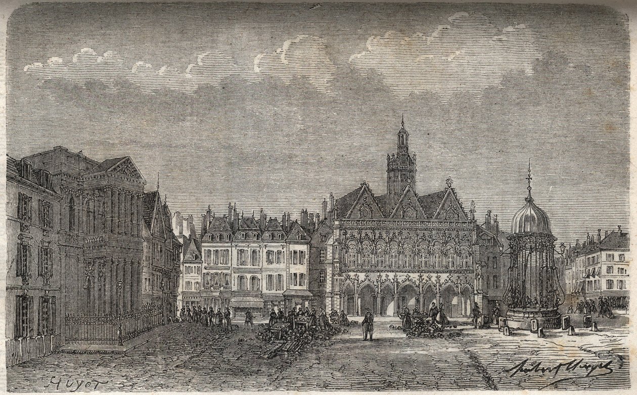 Saint Quentin (Saint-Quentin) Aisnen departementti - Victor Duruyn (1811-1894) kaiverrus kirjaan "Histoire de France" - 1882 tekijältä French School