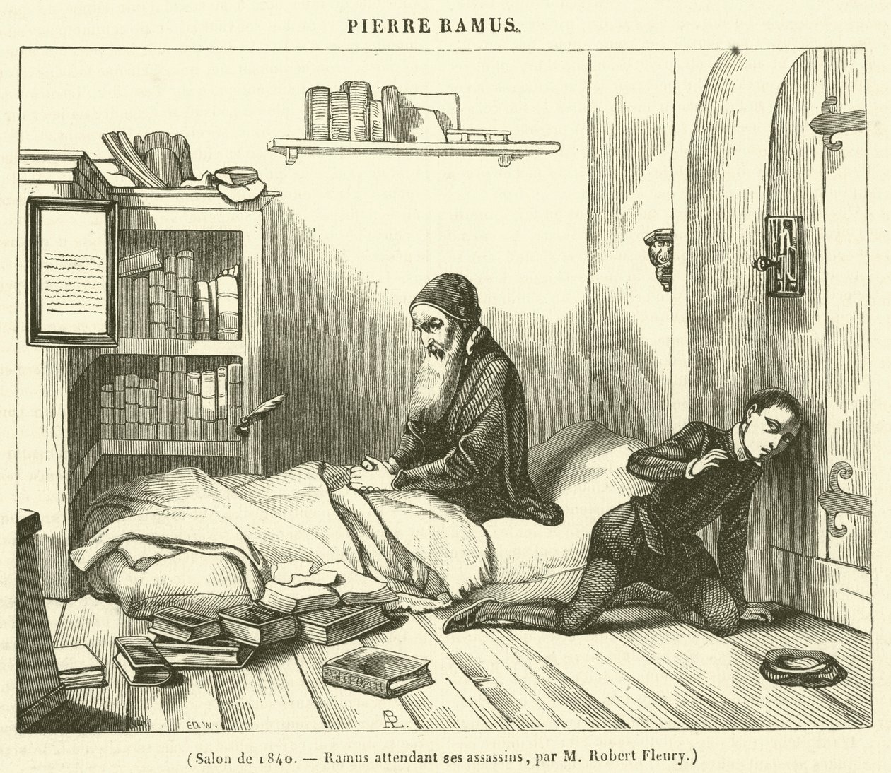 Salonki 1840, Ramus odottaa salamurhaajiaan (kaiverrus). tekijältä French School