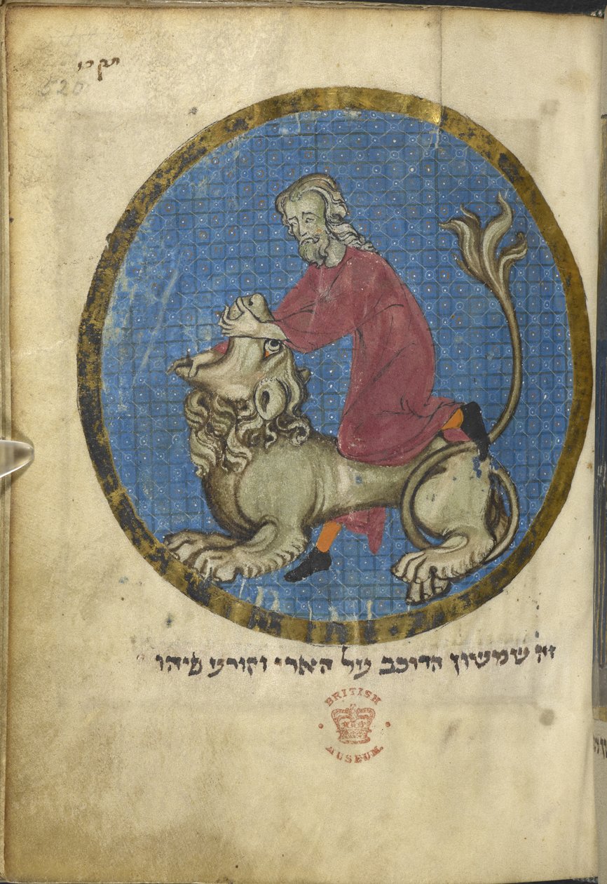 Simson ja leijona, Pohjois-Ranskan Miscellanysta, n. 1280 (vellum) tekijältä French School