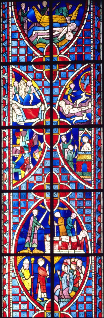 Kohtaus St. Vincentin elämästä, 1245-1247 (lasimaalaukset ja maalatut lasit) tekijältä French School