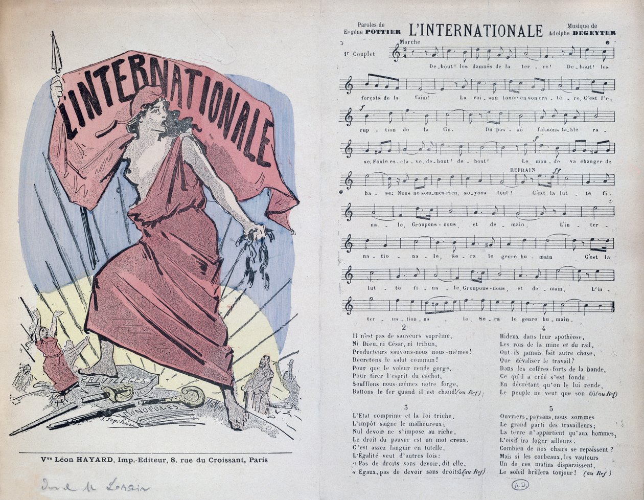 Pisteet kappaleelle LInternationale, n. 1900 tekijältä French School