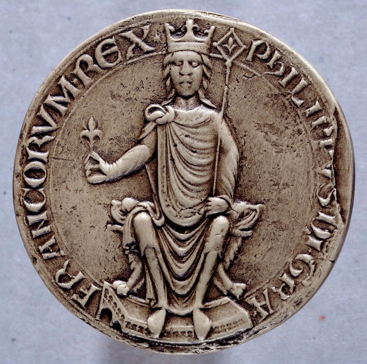 Kuningas Philip II:n sinetti Philippe Augustuksen (1165-1223) 1200-luvun Pariisissa, Archives Nationales tekijältä French School
