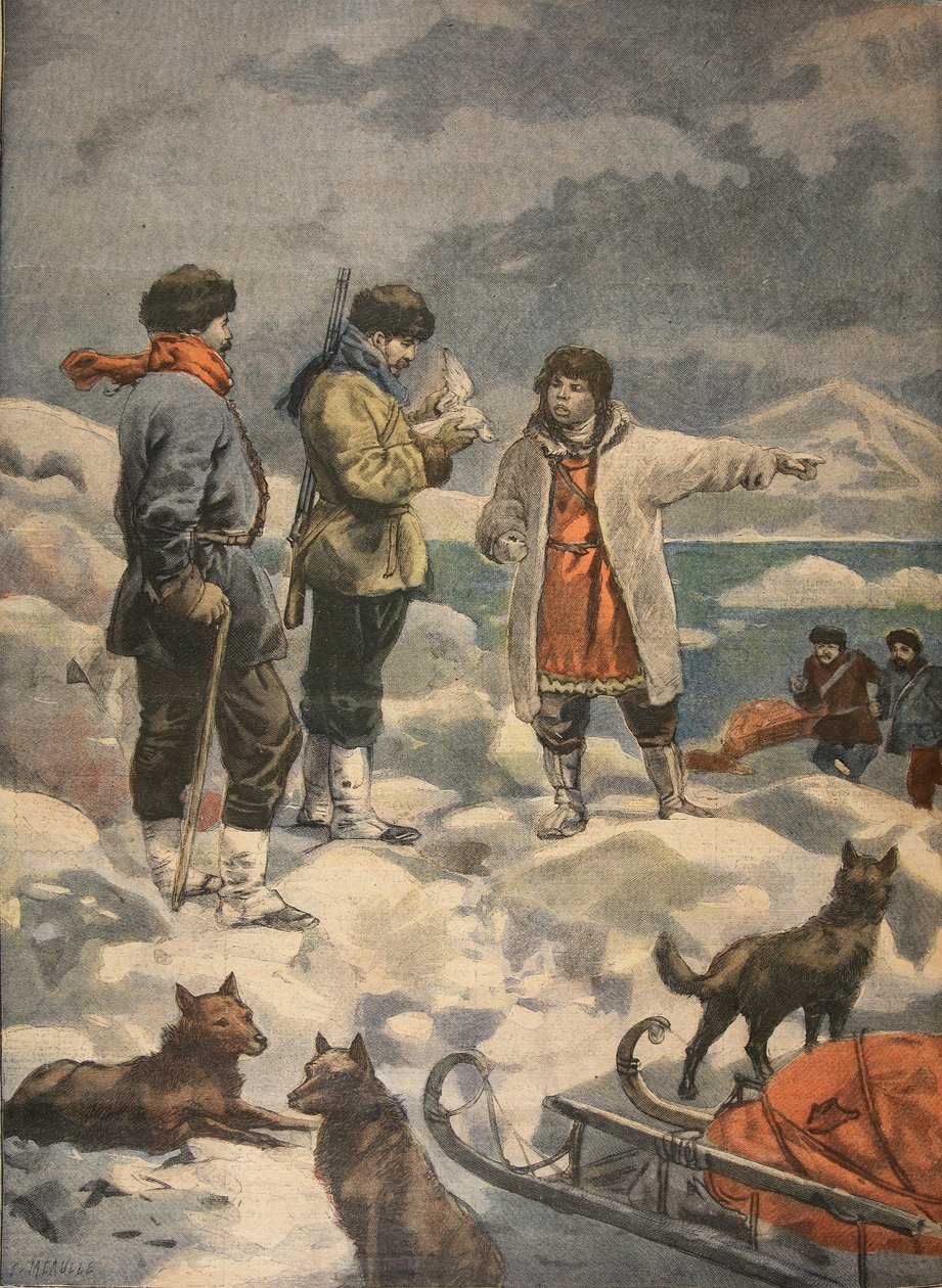 Etsitään Andreeta, News!, kuvitus Le Petit Journalista: Supplement illustre, 1898 tekijältä French School