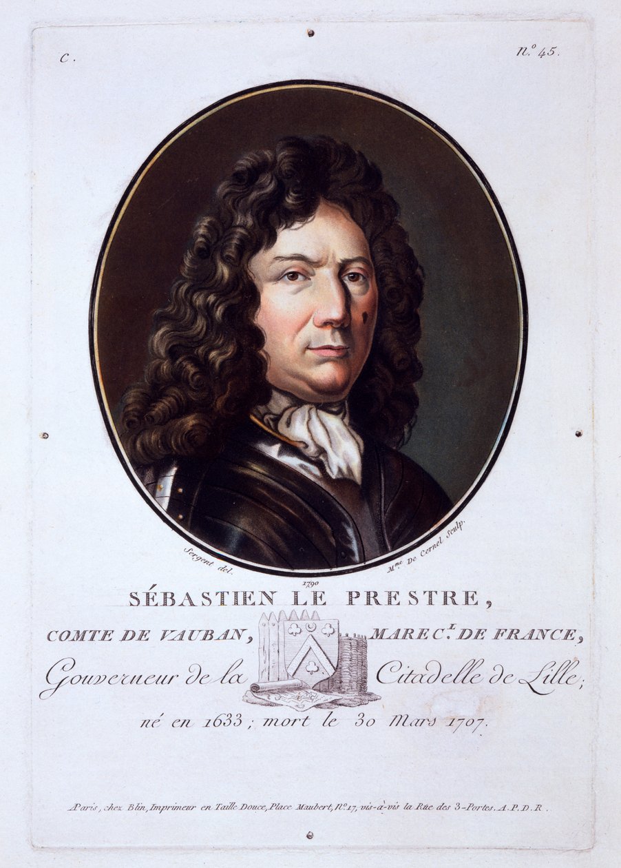Sebastien le Prestre, Comte de Vauban, teoksesta Muotokuvia Ranskan suurista miehistä, maineikkaista naisista ja ikimuistoisista aiheista, julkaistu 1787-92 tekijältä French School