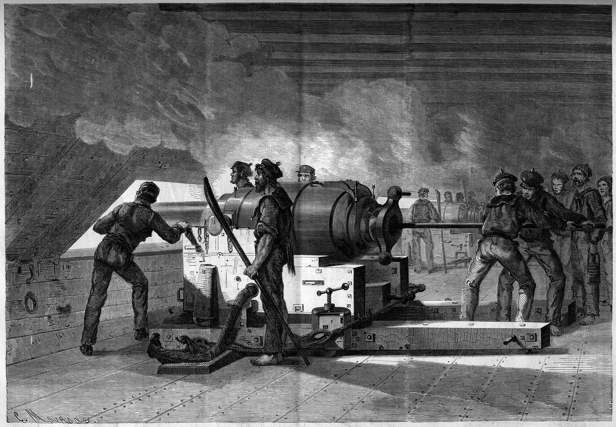 Secession War (1861-1865) tai Amerikan sisällissota - Naval Battle of Hampton Roads (Virginia) - 8.-9. maaliskuuta tekijältä French School