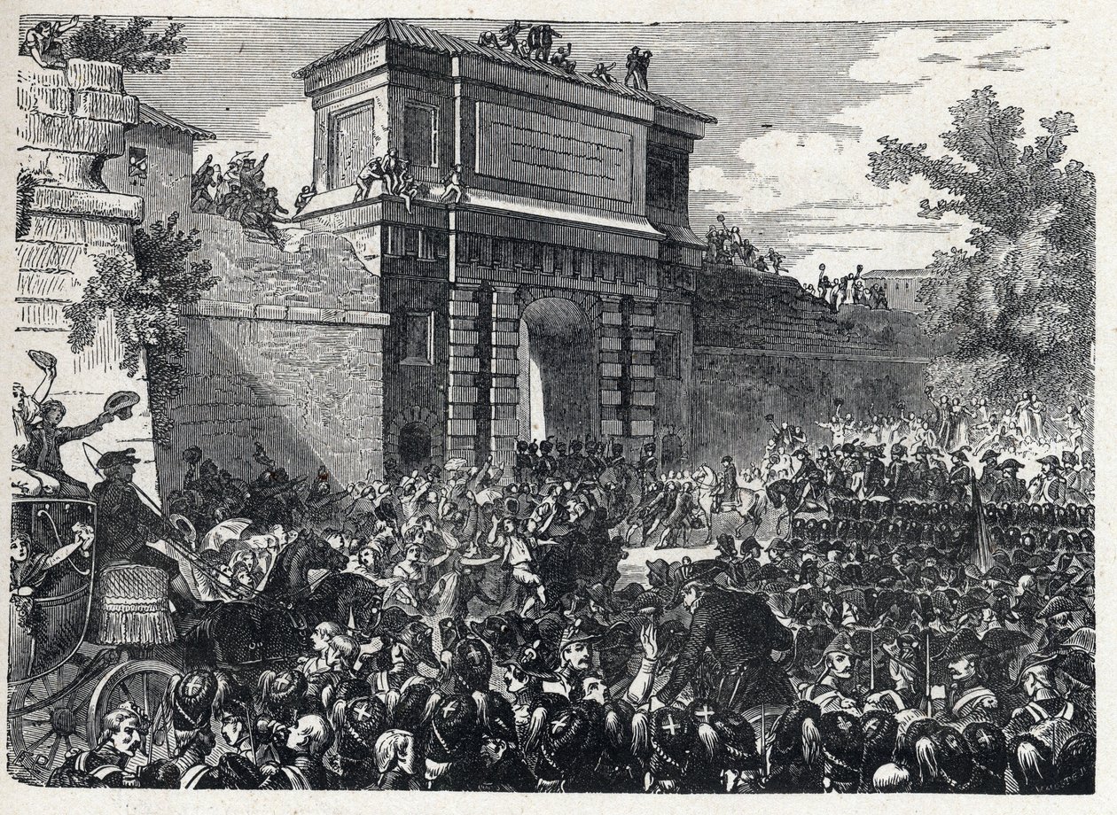 Toinen liittouma: Hohenlindenin taistelu (lähellä Müncheniä, Saksa) 12. Frimairen vuonna IX (3. joulukuuta 1800) kenraali Jean Victorin (Jean-Victor) Moreaun ranskalaisten joukkojen ja arkkiherttua Jean Baptisten (Jean) komentamien Itävallan ja Baijerin jo tekijältä French School