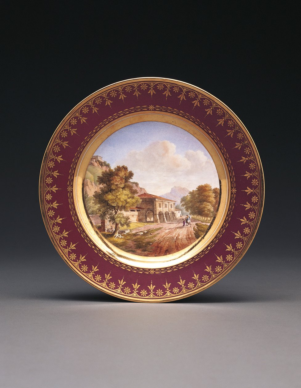 Sevres violetti tausta topografinen levy tekijältä French School