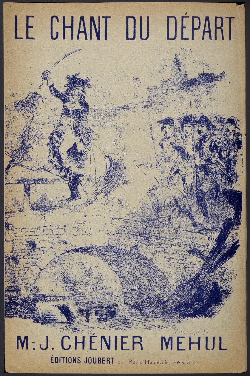 Nuottien kansi ""Le chant du départ"" sanoittaja Chénier, musiikki Mehul tekijältä French School