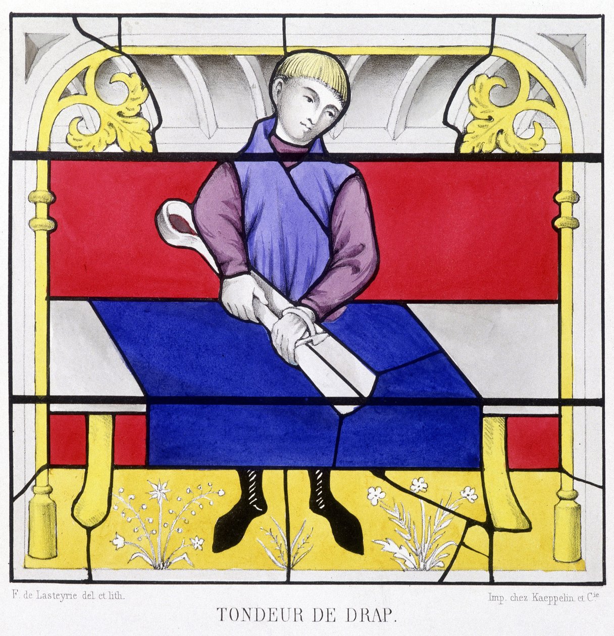 Arkinvalmistaja. Faksimile keskiajan lasimaalauksesta Ferdinand de Lasteyrien "Histoire de la peinture sur verre" tekijältä French School