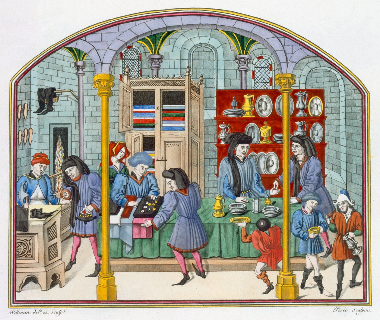 Kauppoja katetun torin alla, Nicolas Oresmen (n. 1323–1382) 1300-luvun Aristoteleen etiikka ja politiikka käännöksen pienoismallin jälkeen tekijältä French School