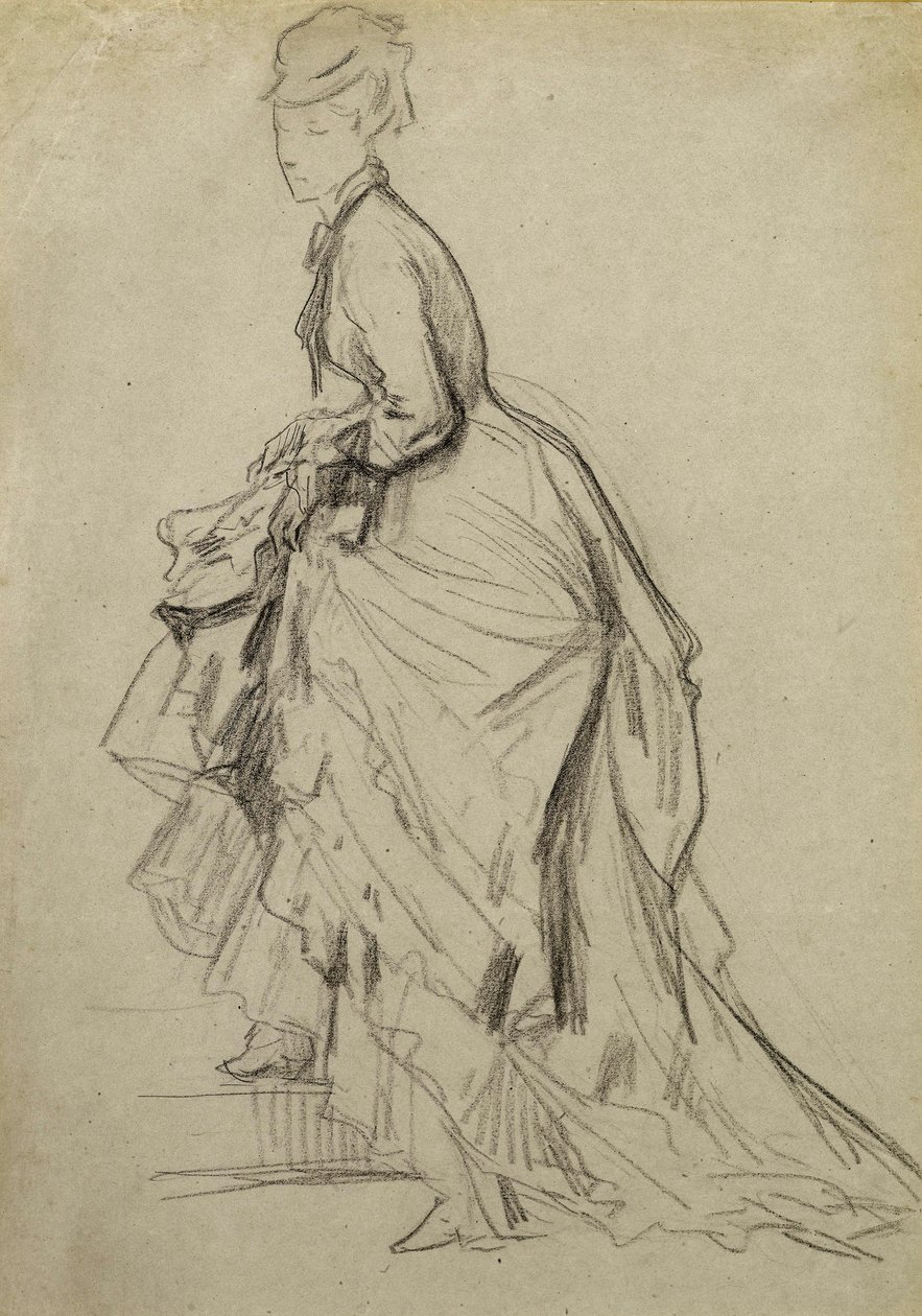 Näytetään nilkka, n. 1880 (liitu paperille) tekijältä French School