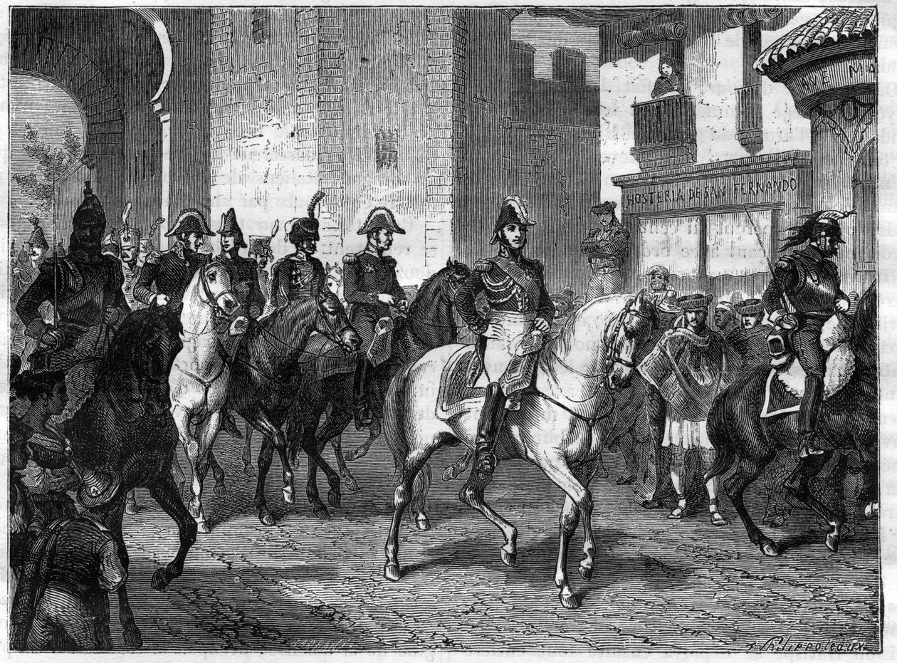 Valencian piiritys ja valloitus Ranskan armeijan toimesta Imperiumin marsalkka kreivi Suchetin käskystä 9. heinäkuuta 1812 - marsalkka Louis Gabriel Suchetin saapuminen Valenciaan vuonna 1812 - teoksessa "Imperiumin historia konsulaatin historiaa seurannee tekijältä French School