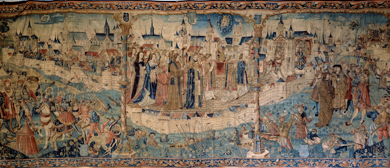 Dijonin piiritys sveitsiläisten toimesta 7.9.1513, Tournain tapetti, Musee des Beaux Arts de Dijon. tekijältä French School
