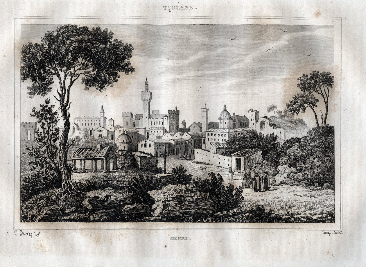 Siena - Siena - Toscana - Toscana - Kaiverrus "" Maalauksellisesta Italiasta"", M. de Norvins, Ch. Nodier 1834-1836. tekijältä French School