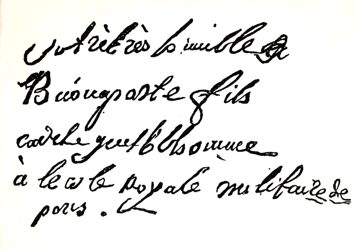 Napoleon Bonaparten (1769-1821) allekirjoitus vuodelta 1785, Armand Dayot, Napoleon, Pariisi, 1895 (painettu) tekijältä French School