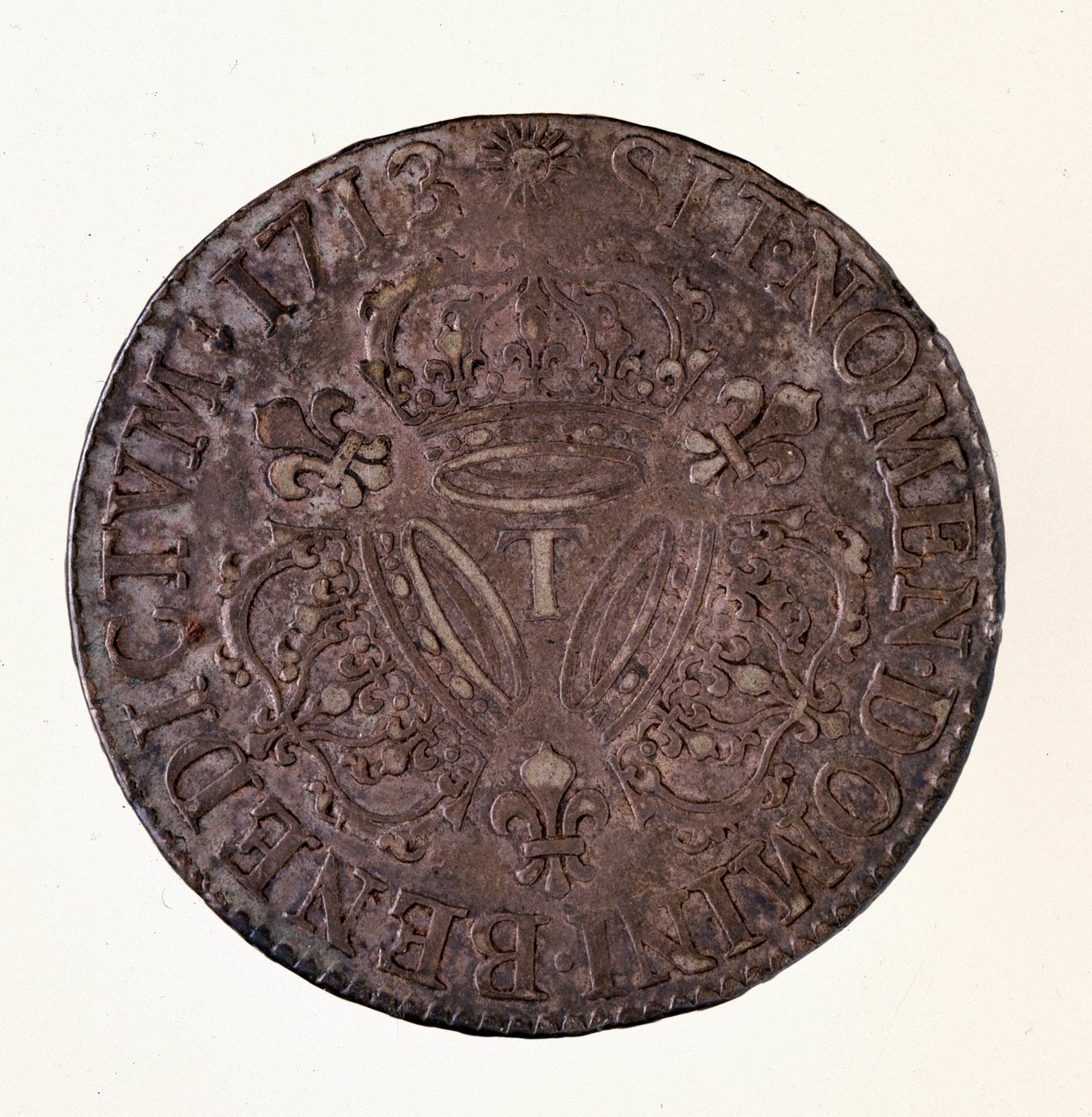 Hopea ranskalainen ecu (scude), kuningas Ludvig XIV:n hallituskausi (1643-1715) 1713 Halk. 4 cm Napoli, museo archeologico tekijältä French School