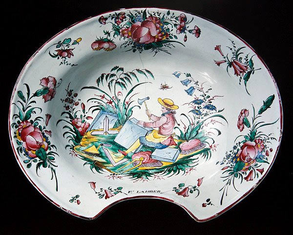 Sinceny-lautanen kivenhakkaajakoristeella, n. 1780 (polykromikeramiikka) tekijältä French School