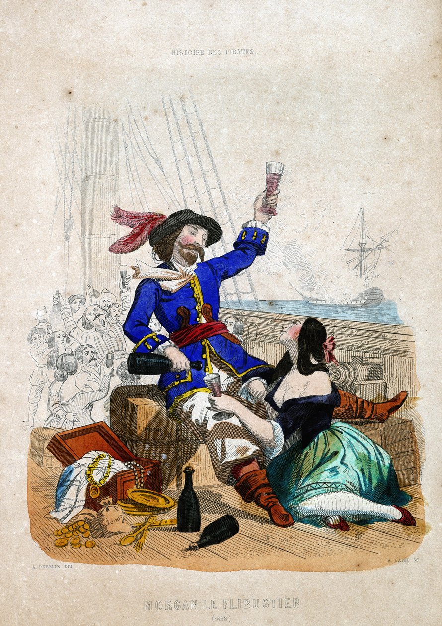Sir Henry Morgan (1635-1688) (Morgan the flibustier): kotoisin Walesista P. Christianin teoksessa "History of the Pirates and Privateers of the Ocean and the Välimeren" tekijältä French School