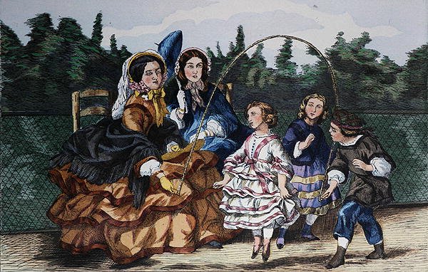 Hyppynaru (värillinen litografia) tekijältä French School