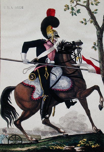 Ranskan kotitalouden ratsuväen sotilas imperiumin aikana (väri litho) tekijältä French School