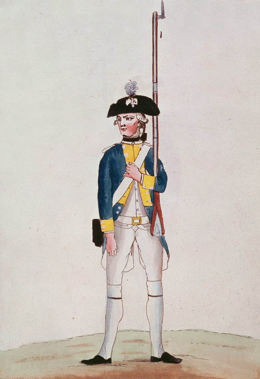 Royal-Deux-Pontsin rykmentin sotilas, n. 1780 tekijältä French School