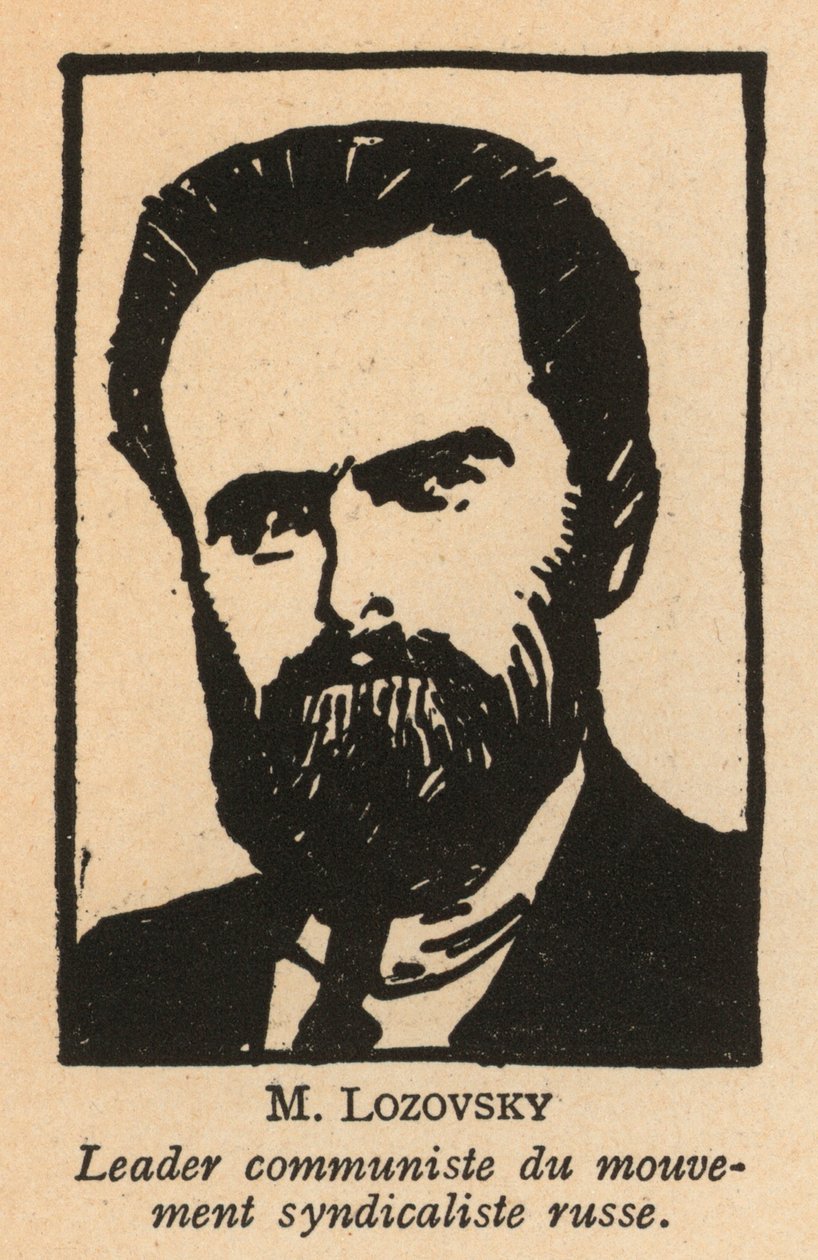 Salomon Lozovski, venäläinen bolševikkivallankumouksellinen ja neuvostopoliitikko, Punaisen kansainvälisen työväenliiton (Profintern) pääsihteeri (litografia). tekijältä French School