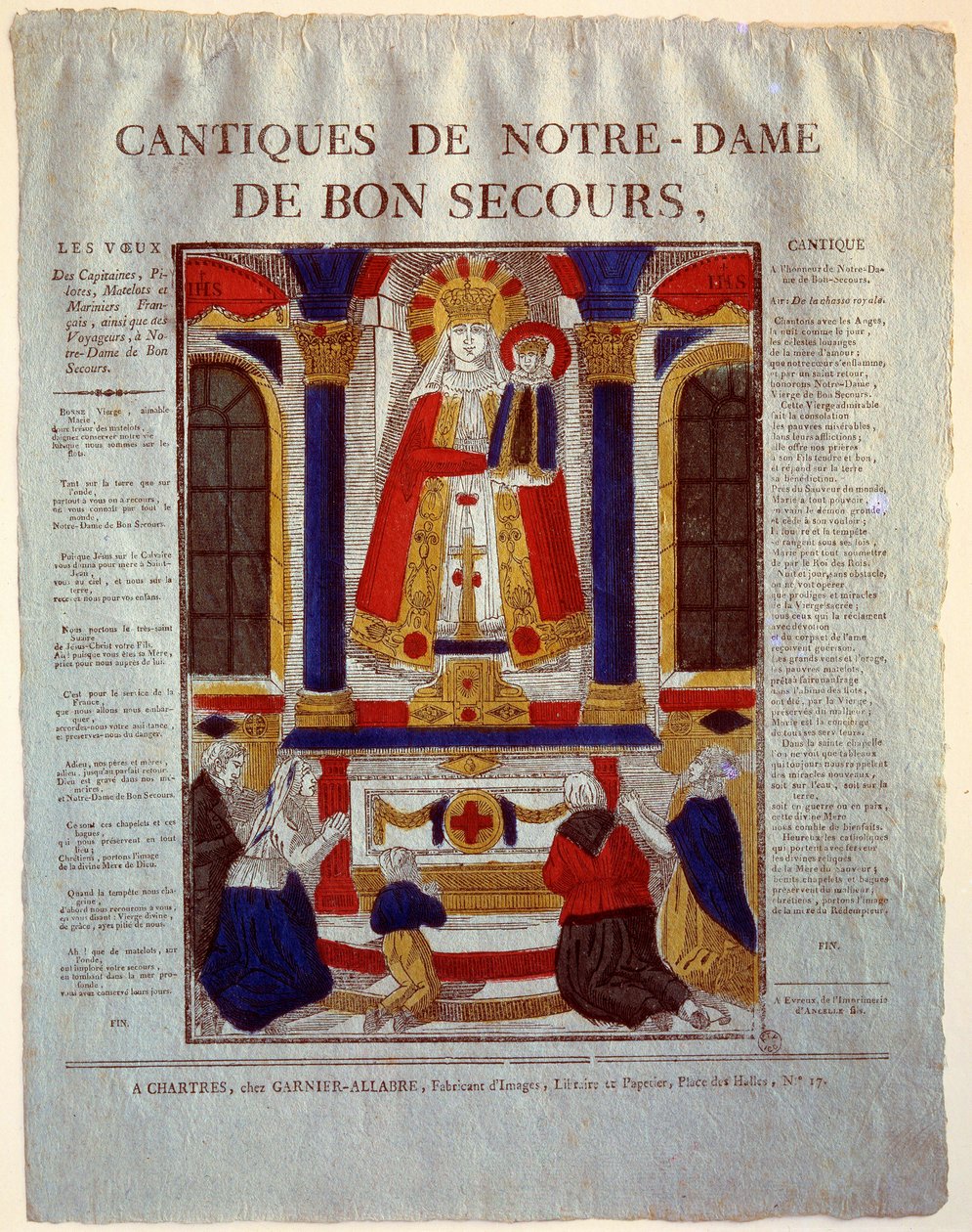 Laulu Our Lady of Good Help. Kaiverrus 1800-luvulta. Pariisi, kansantaiteen ja perinteiden museo tekijältä French School