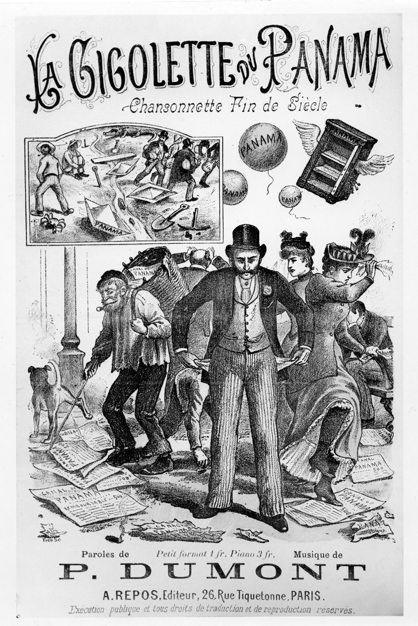 Panaman tapaukseen liittyvä La Gigolette du Panama -laulutaulukko, 1800-luvun loppu tekijältä French School