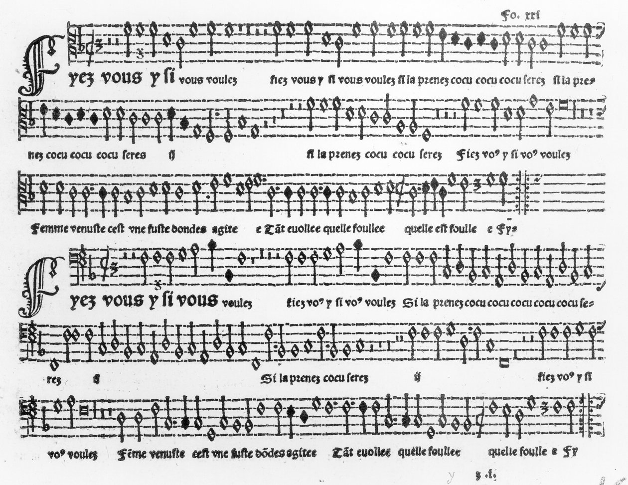Pierre Attaignant (k. 1552) julkaissut Chansons Musicalesin kappaleet 1535-36 tekijältä French School