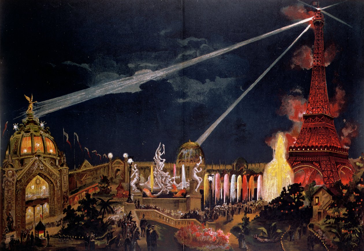 Valaisujen matkamuisto Pariisissa Ranskan vallankumouksen 1. satavuotisjuhlan muistoksi vuoden 1889 Exposition Universelle -näyttelyssä tekijältä French School