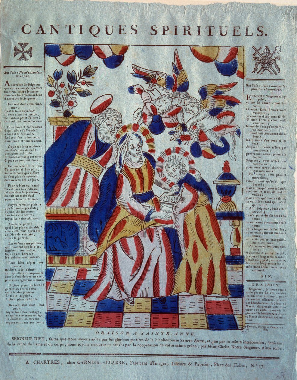 Hengellinen laulu: rukous Pyhälle Annalle. Kaiverrus 1800-luvulta. Pariisi, kansantaiteen ja perinteiden museo tekijältä French School