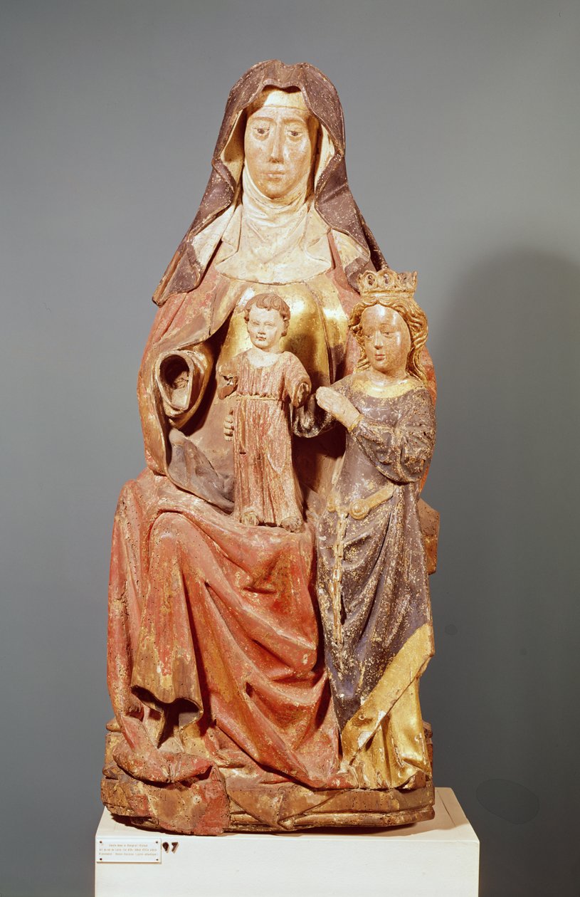 Pyhä Anna, neitsyt ja lapsi, 1400-1500-luku (monivärinen puu) tekijältä French School
