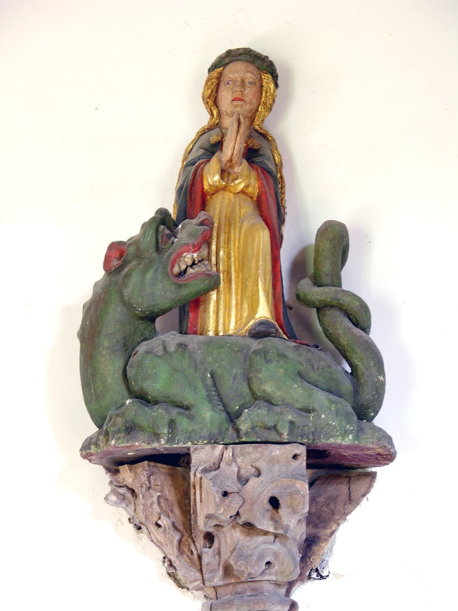 St. Margaret of Antiokian (monivärinen puu) tekijältä French School