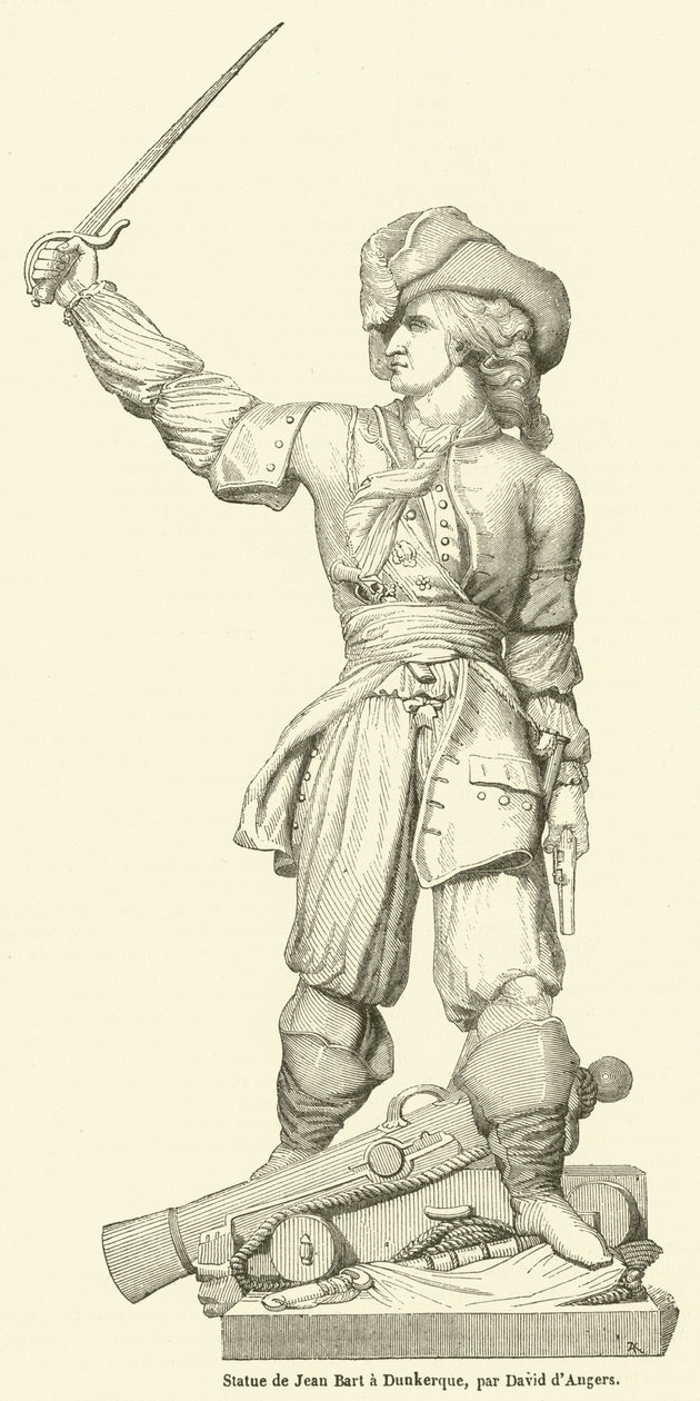 Jean Bartin patsas Dunkerquessa (kaiverrus) tekijältä French School