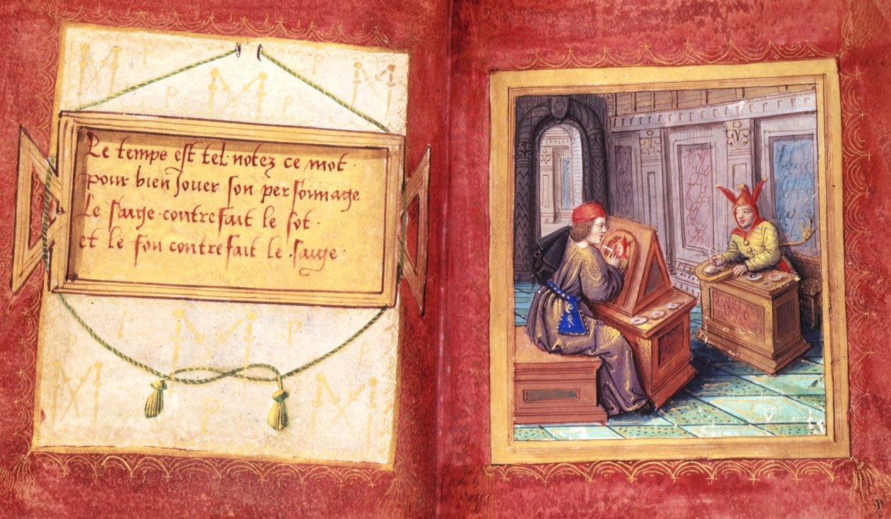 Stowe 955 ff.9v-9a Viisas mies ja typerys, Pierre Salan Petit Livre d