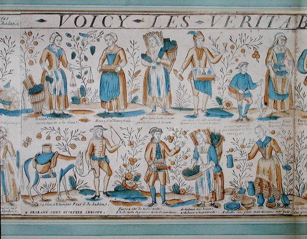 Street Traders 1700-luvulla (väri litho) tekijältä French School