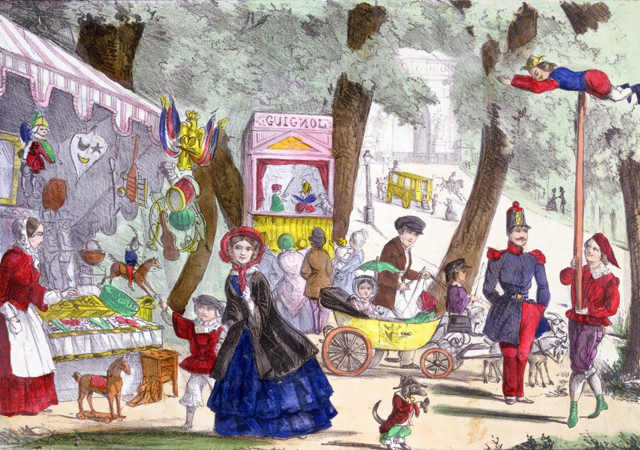 Katukohtauksia Champs Elysées -kadulla, 1800-luku tekijältä French School