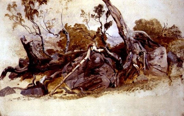 Study of Trees, n. 1825 (öljy aluksella) tekijältä French School