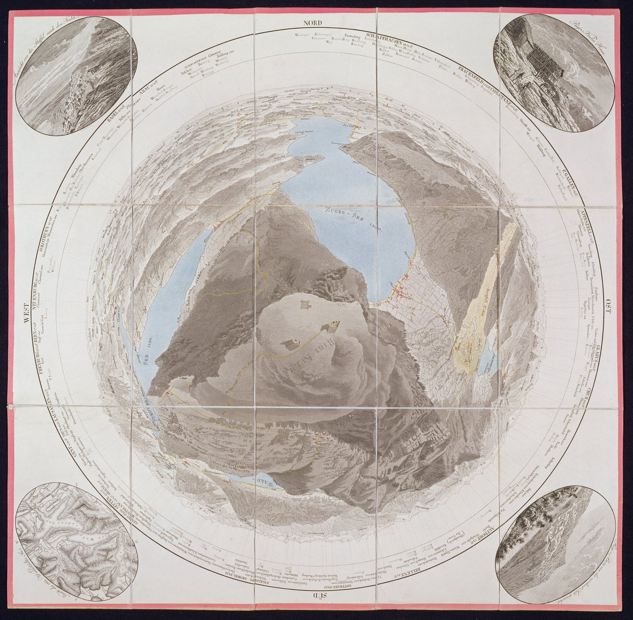 Kulmin huippu, Mont Rigi, Guide des Voyageurs sur le Mont Rigi, eversti Pfyffer de Wyer, julkaistu 1823 (käsinvärinen kaiverrus) tekijältä French School