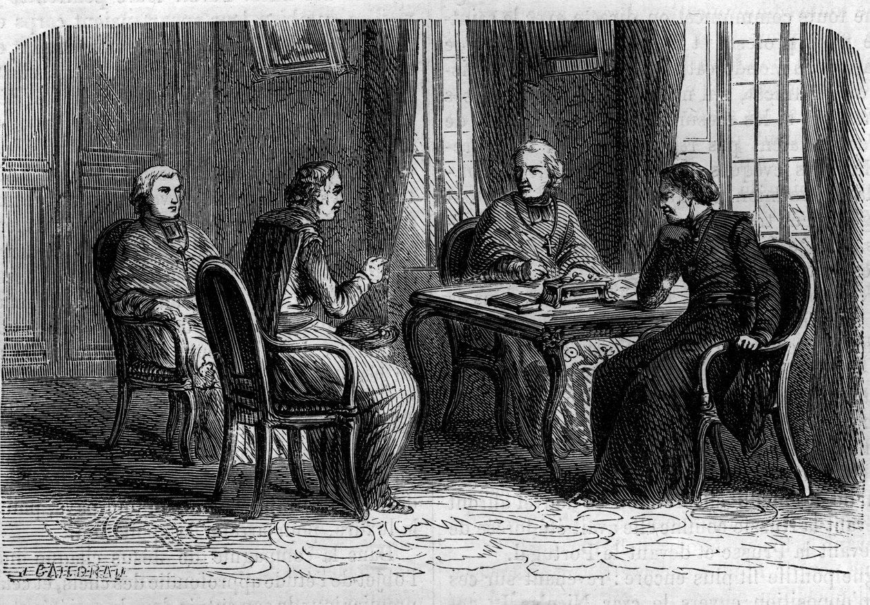 Paavi Gregoire XVI:n paavin alainen jesuiittaneuvosto (1831-1846). Maurice Lachatren kaiverrus "Histoire des Papes-Rois-Queen and Empereurs a travers les centuries" tekijältä French School