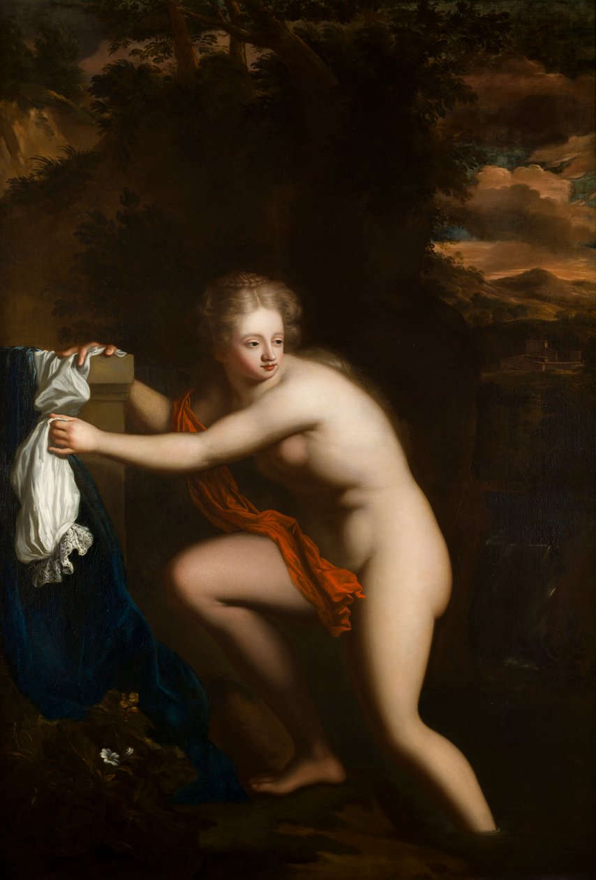 Susannah at her Bath, n. 1600-1699 (öljy kankaalle) tekijältä French School