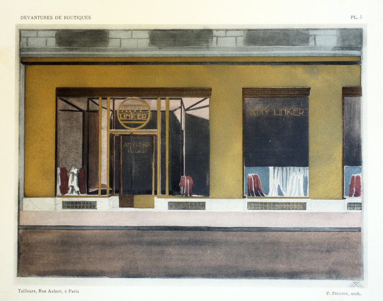 Tailors, levy 7, kuvitus Devantures de Boutiquesista, Louis-Pierre Sezille, Pariisi, 1927 tekijältä French School